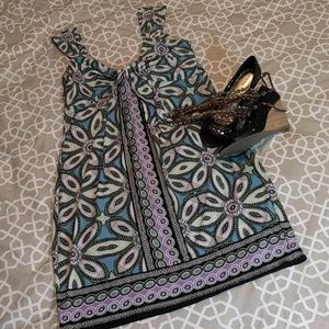 Floral mandala print empire waist dress. EUC
